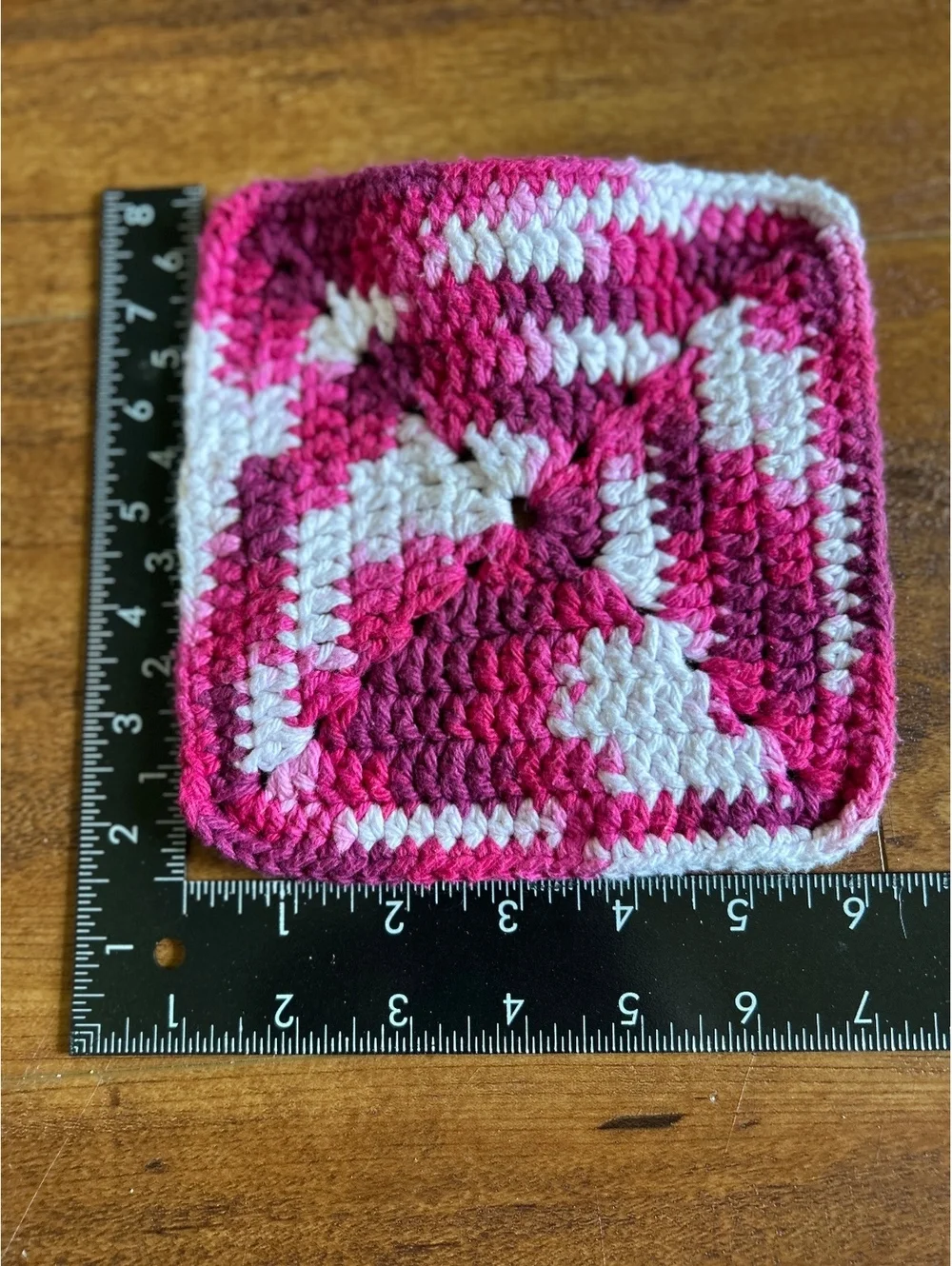 Handmade Crochet Pink and White Square Coaster